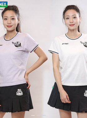 2025新款YONEX/尤尼克斯羽毛球服短袖女休闲舒适棉T恤2154225BCR