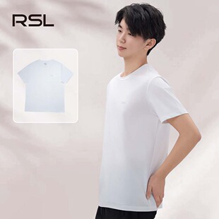 新款RSL/羽毛球服短袖男款速干运动白色上衣简约训练服