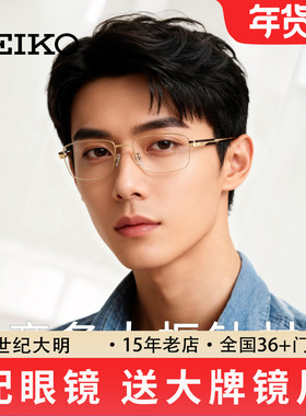 日本精工 商务大框钛材眼镜架 超轻近视眼镜男大脸眼镜框HC1012