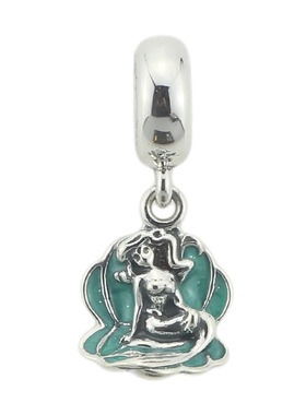 纯银珐琅绿色美人鱼手链挂件