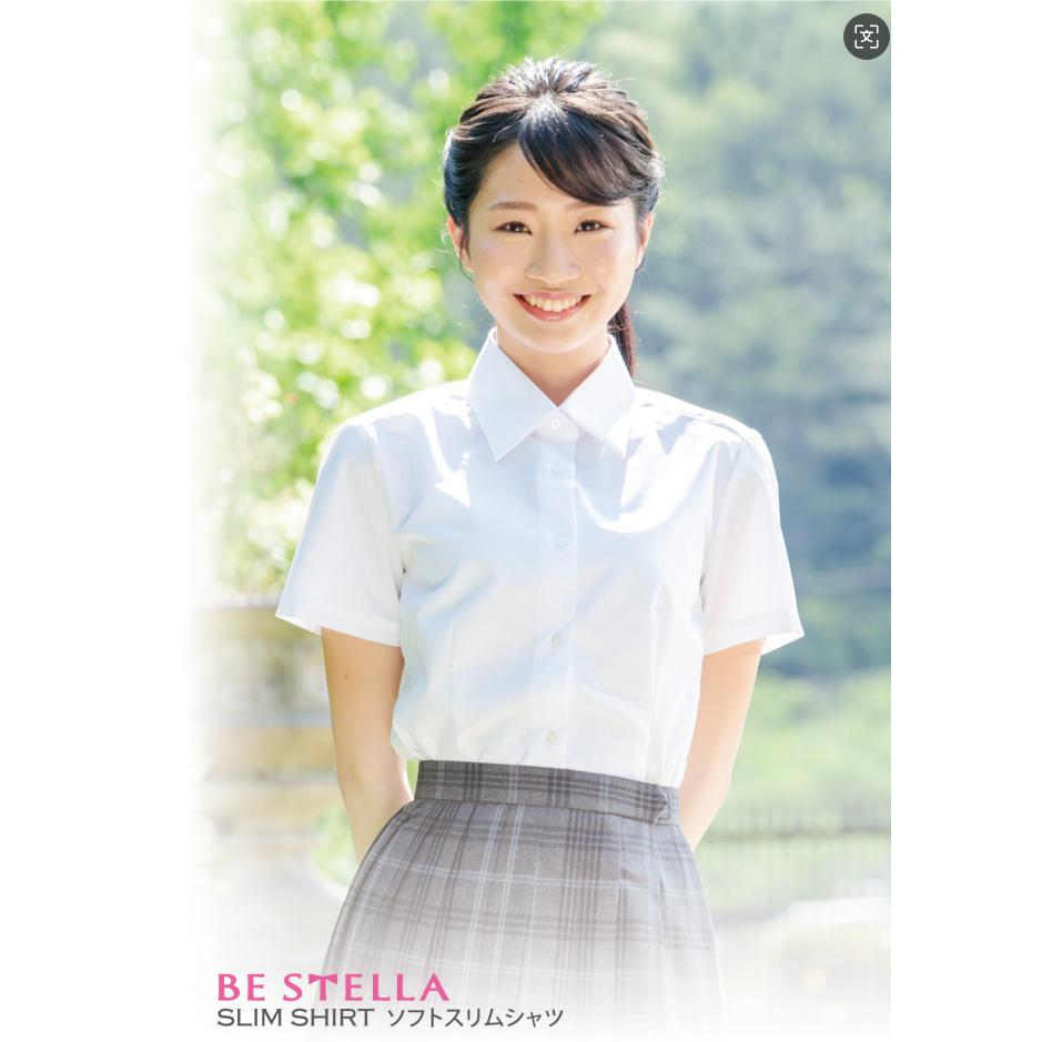 包邮日本BE STELLA校供纯色女短袖袖衬衫高中jk制服立领白色衬衣