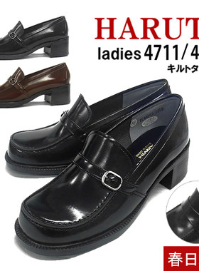 日本Haruta高跟方头乐福鞋小皮鞋