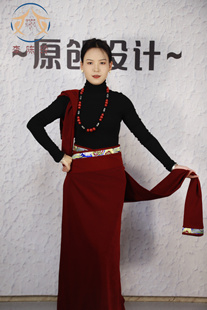 藏式民族风假袍锅庄舞裙