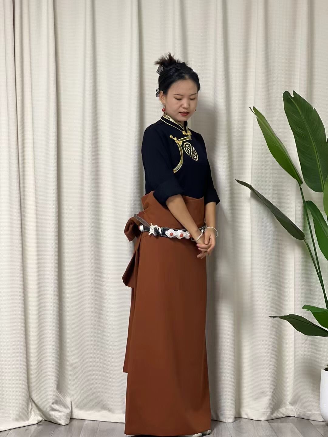 藏式民族风假袍锅庄舞裙