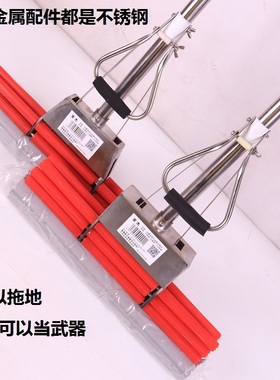 免手洗家用201304全不锈钢海绵头拖把加粗一体杆滚轮式墩布胶棉