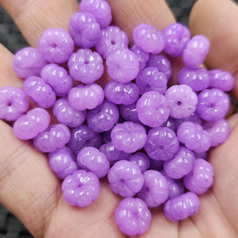 翡翠玉紫罗兰南瓜珠玉石散珠紫干青福瓜紫色隔珠手链饰品配件珠子