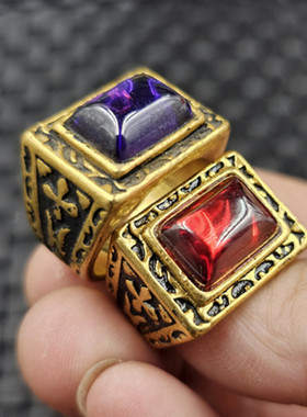 冰种宝蓝色锆石平安牌玉石戒指粉