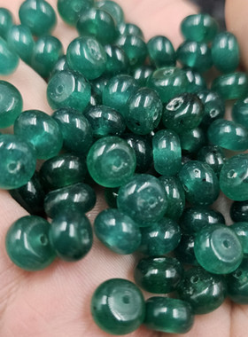 蓝色油青色玉扣算盘珠玉石散珠石英岩玉隔片隔珠饰品配件手工珠子