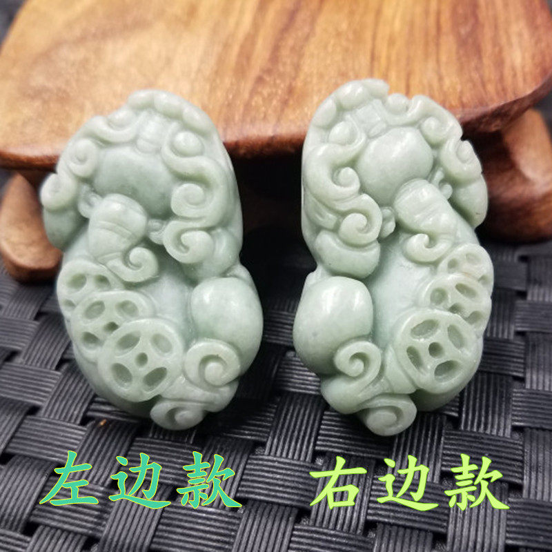 新款天然玉石a货翠绿方解石玉貔貅挂件墨绿貔貅吊坠貔貅玉坠