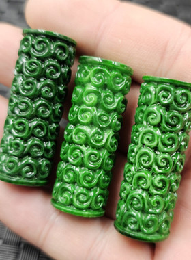 仿翡翠玉干青回纹珠仿玉石散珠