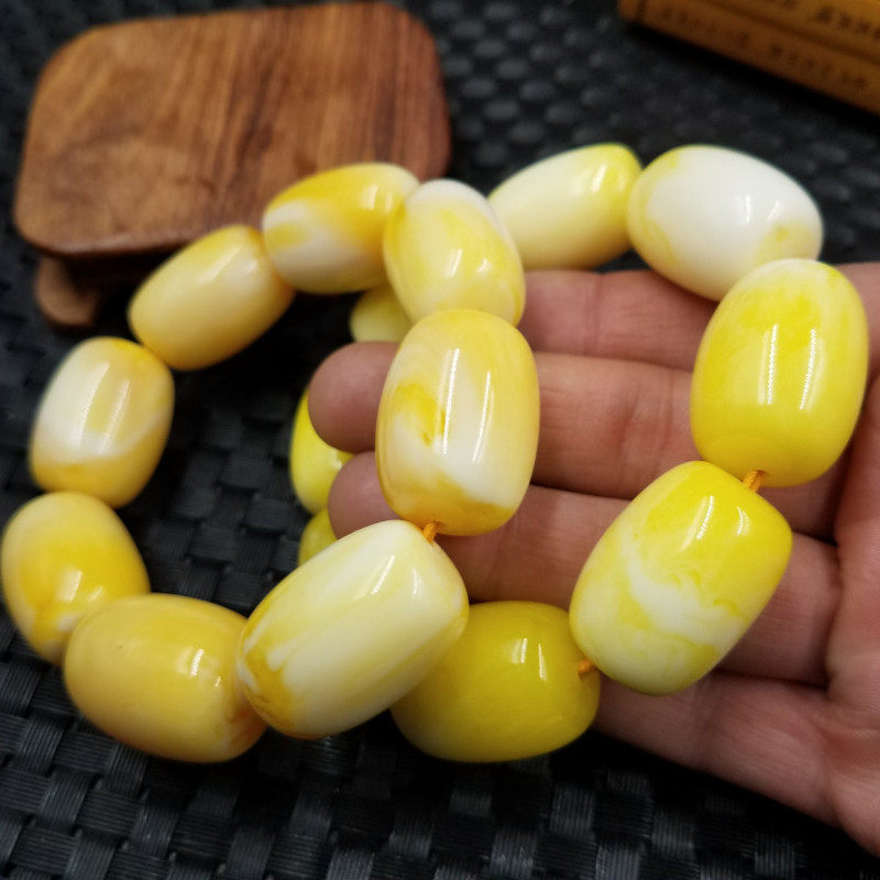 新款精美仿蜜蜡桶珠手链花蜜蜡路路通手链老蜜蜡手链手串