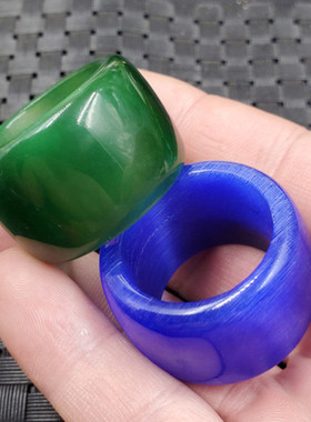 玉石扳指粉色猫眼石戒指宝蓝色戒指大号墨绿色猫眼石戒指橘红戒指