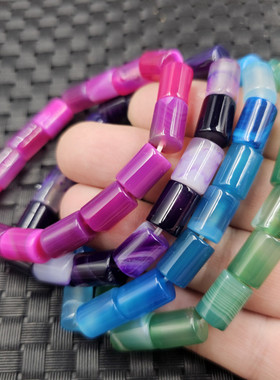 8*12毫米缠丝玛瑙桶珠玉石手链