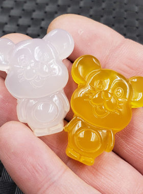 冰种挂件卡通生肖鼠天然玉石