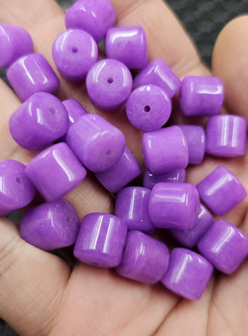 紫罗兰桶珠玉石散珠紫色石英岩玉直切路路通隔珠饰品配件珠子