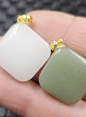 新疆和田白玉金丝玉平安牌挂件