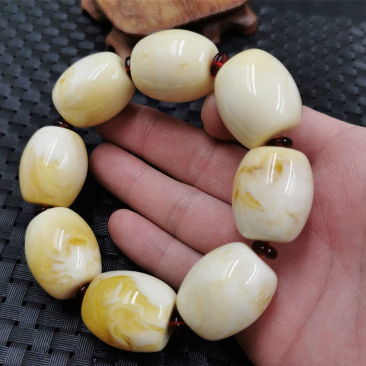 饰品手链仿蜜蜡桶珠手链仿白蜜蜡路路通手链老蜜蜡手链手串