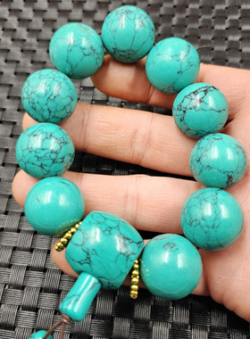20毫米优化绿松石圆珠玉石手链