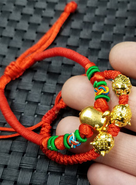 手工编织朱砂镀金可调节生肖猪