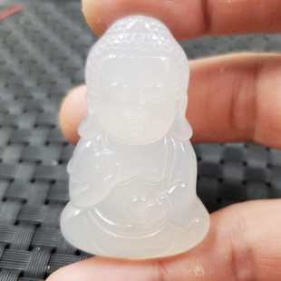 玉石挂件冰种白玉髓宝宝佛挂件玉髓玛瑙如来佛挂件童子佛吊坠玉佛