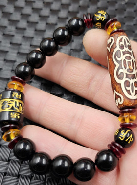 铜钱天珠路路通玉石手链