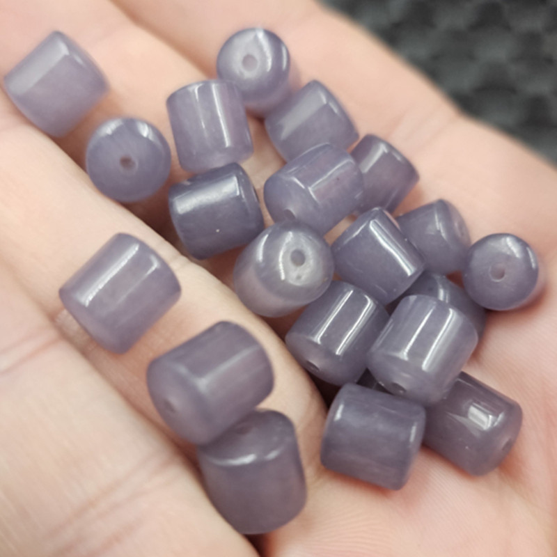 烟紫色老型珠玉石散珠紫罗兰石英岩玉桶珠路路通diy饰品配件珠子