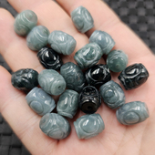 翡翠玉蓝水路路通是玉石散珠油青腰鼓珠雕花桶珠diy饰品配件珠子