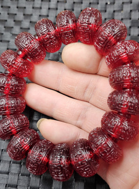 荧光浮盐水血泊平安扣手链人造琥珀回纹珠算珠手链男女同款手链