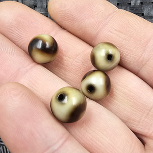 黑金虎牙天珠圆珠玉石散珠10毫米仿古玛瑙手链饰品配件手工珠子