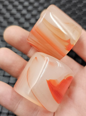 仿鸡血玉仿玉石扳指俏色