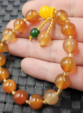 冰种红玛瑙圆珠玉石手链红玉髓1