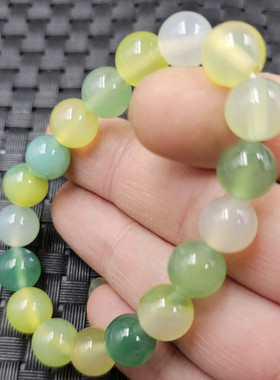 苹果绿玛瑙圆珠玉石手链
