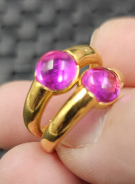 枚红色锆石蛋面戒指冰种锆石活口