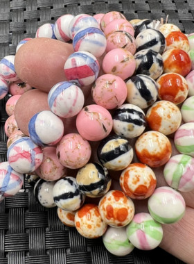 雨彩石圆珠手链玉手串手饰