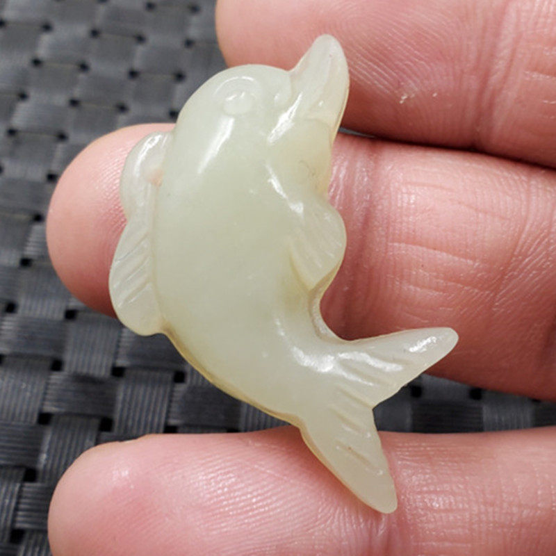 玉石挂件新疆和田玉海豚挂件白玉海豚吊坠玉海豚项链坠玉坠