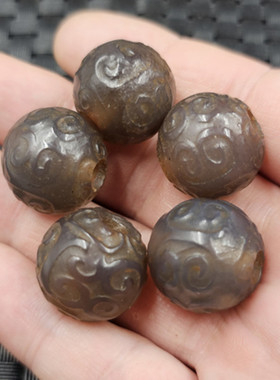 烟紫色玛瑙回纹珠玉石散珠