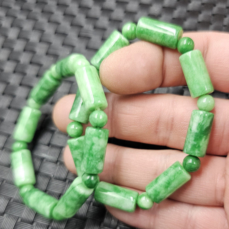 翡翠玉干青路路通玉石手链