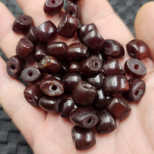 仿古玛瑙扁形路路通玉石散珠鸡血红玉扣桶珠手链饰品配件手工珠子