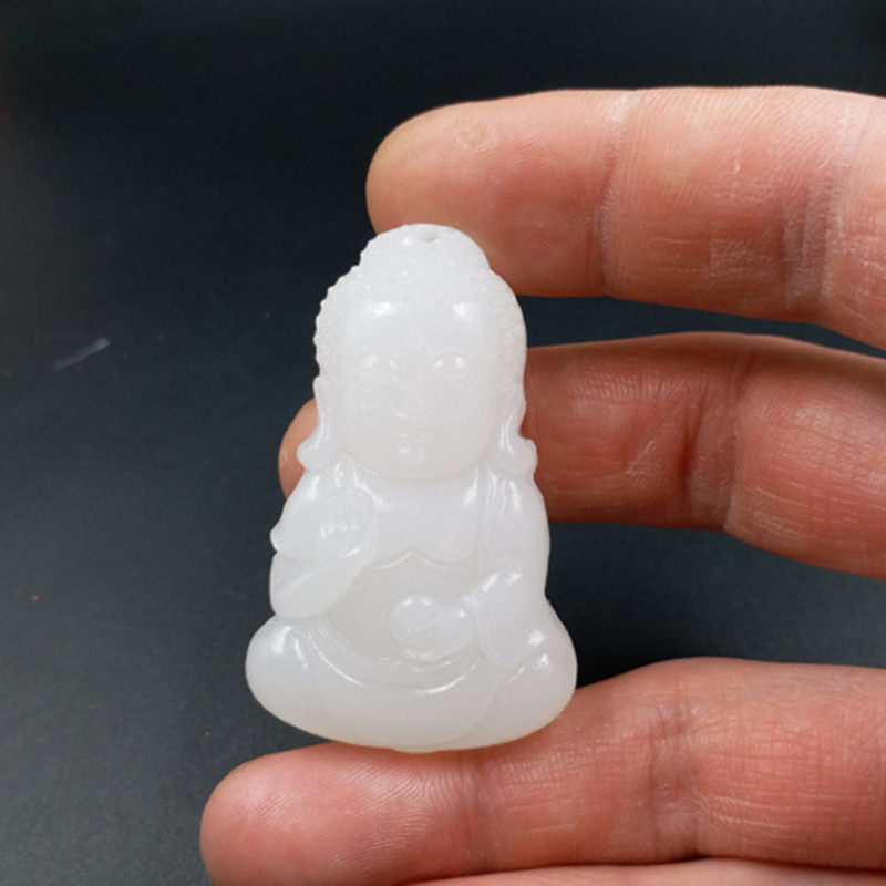 天然玉石a货新疆白玉宝宝佛挂件 白玉童子佛吊坠宝宝佛玉坠项链坠