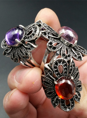 高档精美锆石戒指冰种蛋面复古