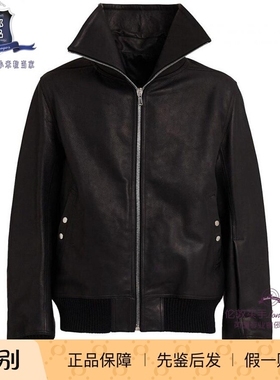 英国代购 男士新款 Rick Owens 皮革飞行员夹克 正品直邮