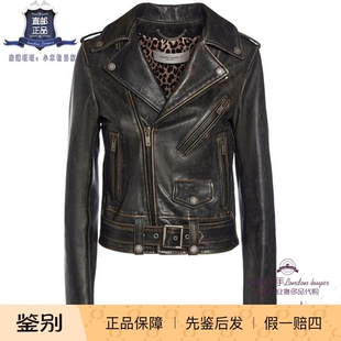 英国代购 女士新款 Golden Goose 拉链牛皮短外套 正品直邮