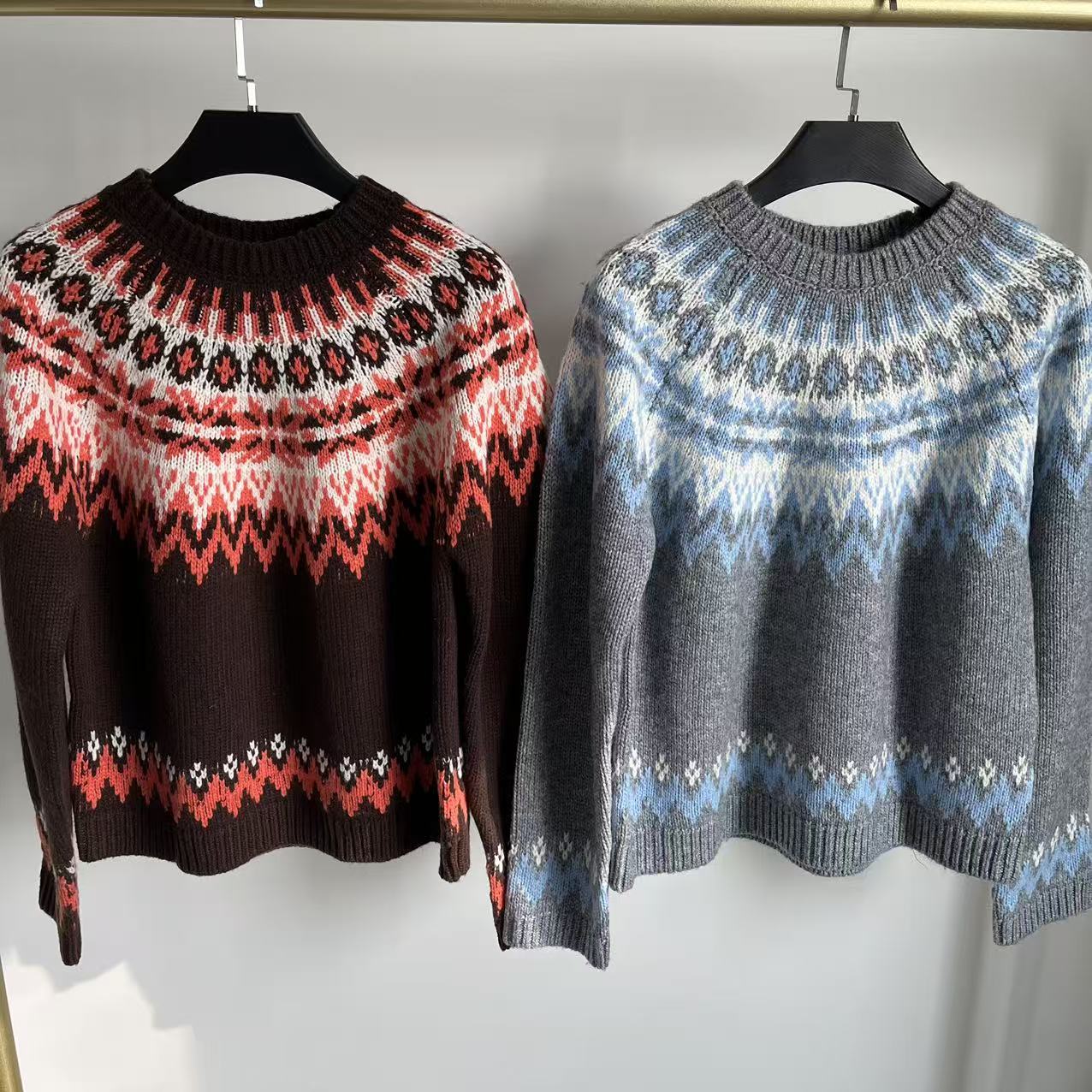 原面料！亲妈SW！绵羊毛混纺费尔岛毛衣女慵懒风外套简约针织衫