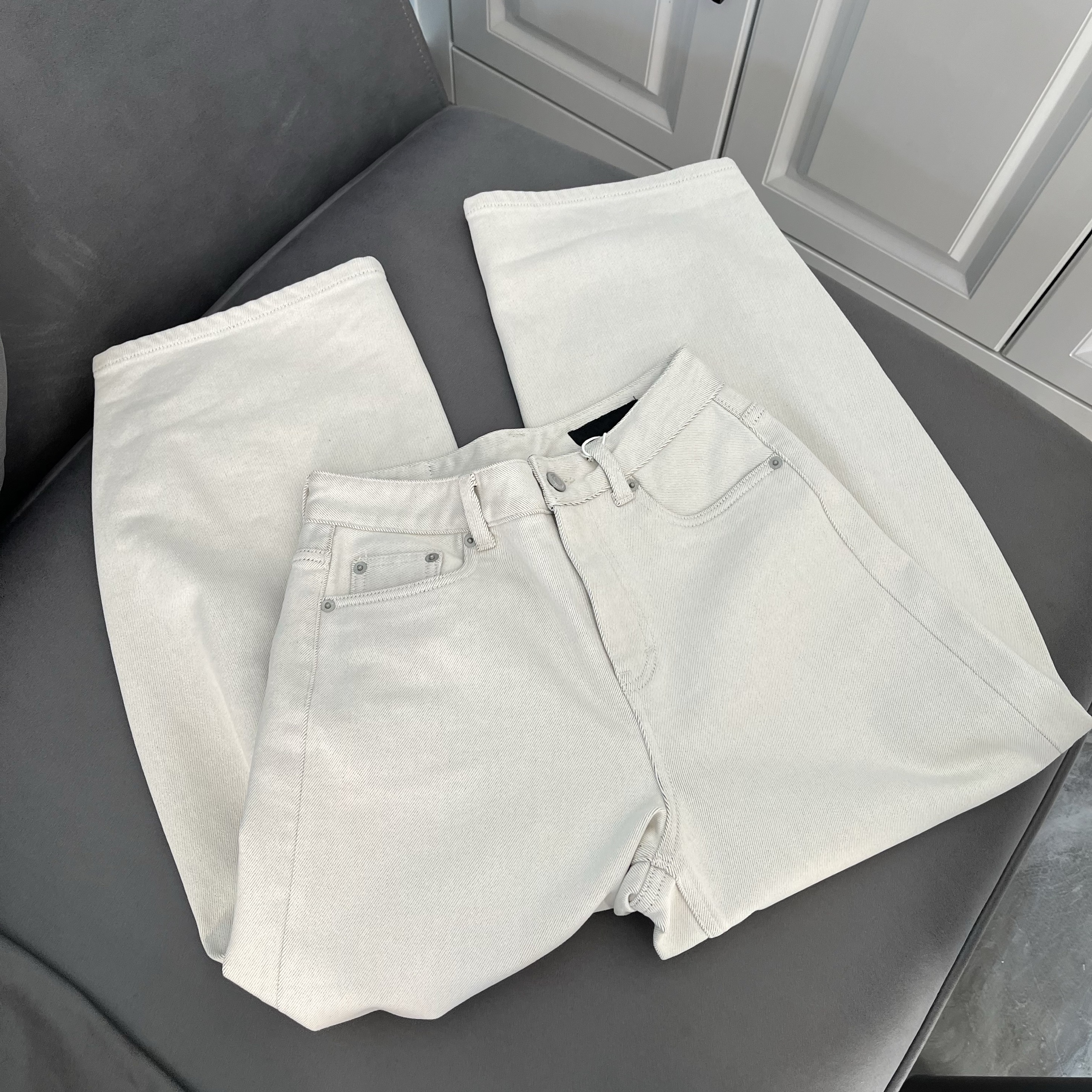 渣渣灰！小众纯尾 内里磨毛 双面双色 九分弯刀气球裤加绒牛仔裤