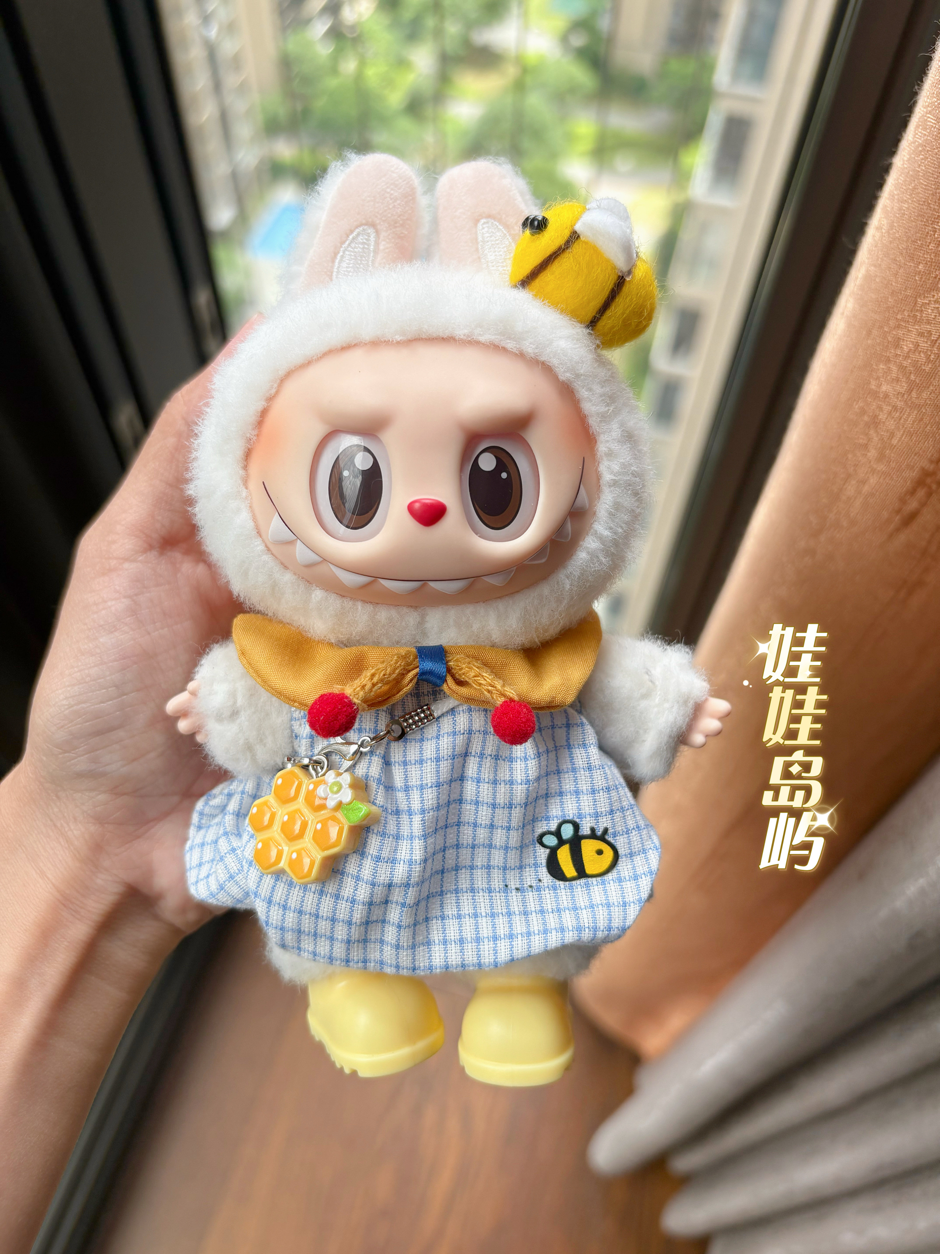 送鞋】17cm拉布布娃衣一二三代labubu套装挂件娃娃衣服着替换装