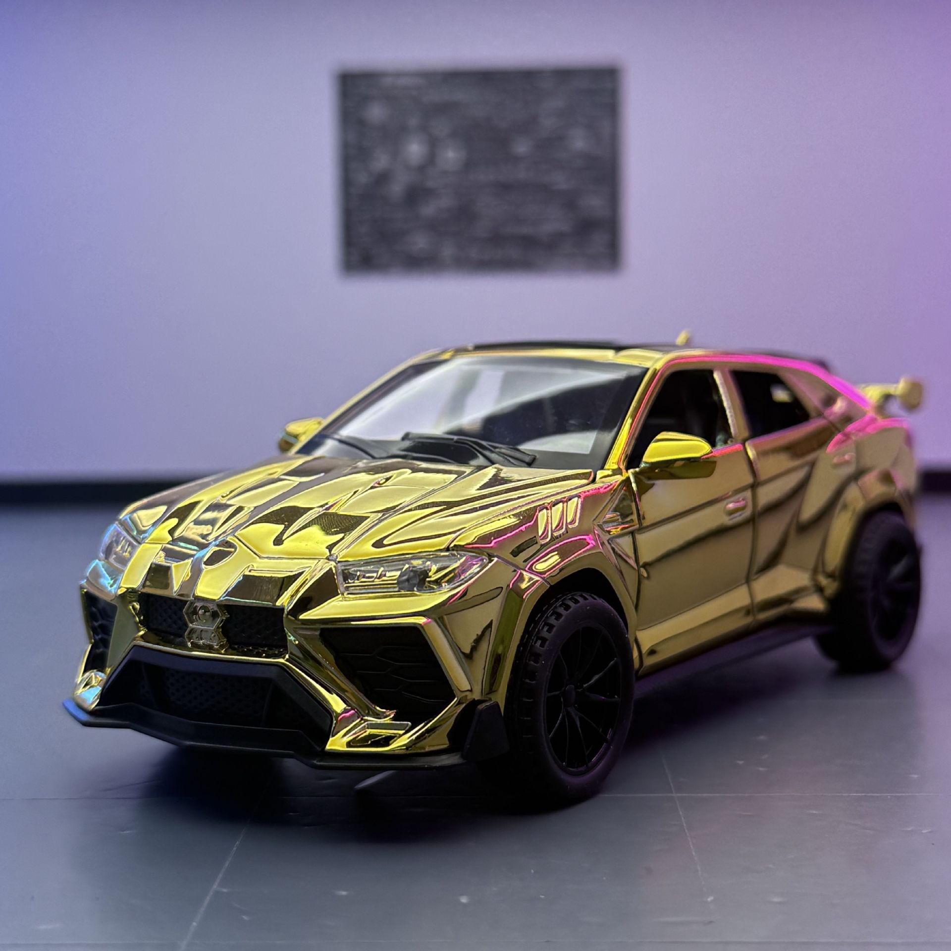 新奥车模1:32兰博urus电镀版合金越野车模型摆件声光回力玩具男孩