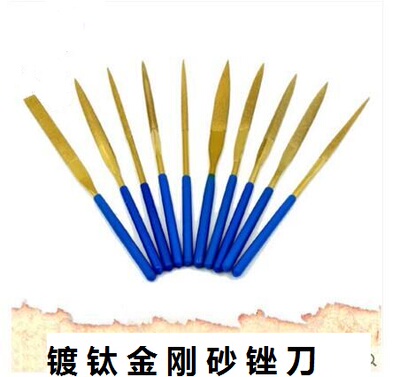精品电镀黄色镀钛金刚石整形锉 5X180mm修模金属刀具玉石等