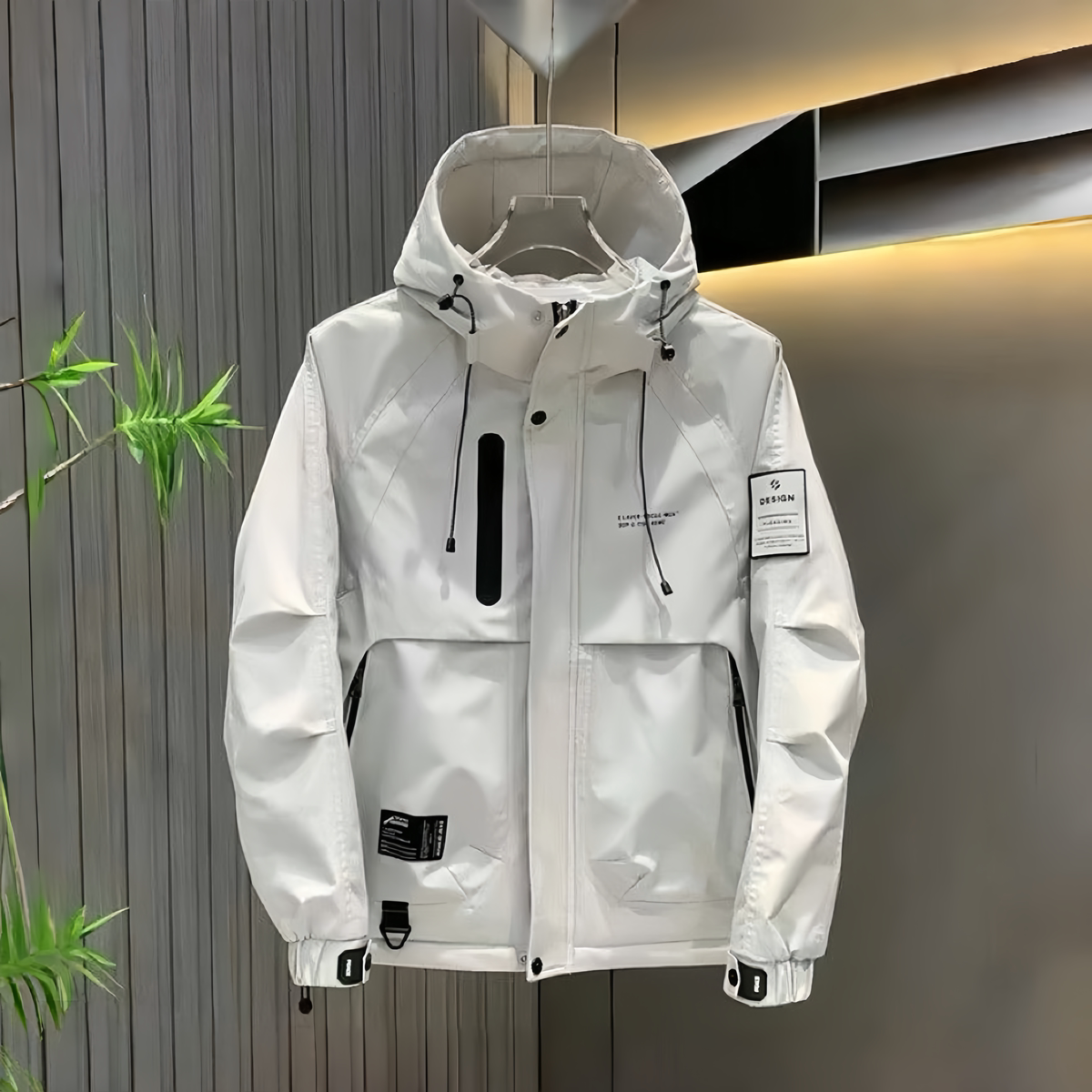 拉链大口袋连帽工装夹克韩版修身时尚潮流痞帅休闲冲锋衣男士外套