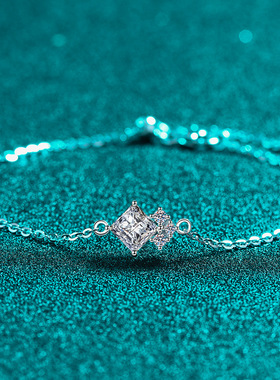 莫桑石s925纯银镀铂金不规则手链