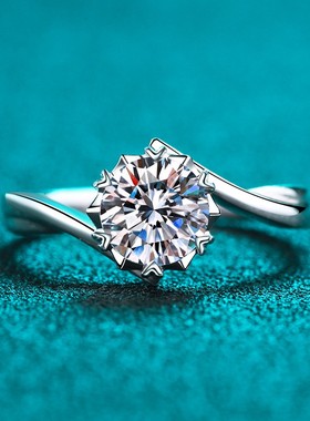 色莫桑石戒指925925女